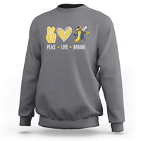 Funny Peace Love Banana Sweatshirt Cute Banana Peace Sign Heart - Wonder Print Shop