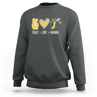 Funny Peace Love Banana Sweatshirt Cute Banana Peace Sign Heart - Wonder Print Shop