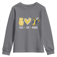 Funny Peace Love Banana Youth Sweatshirt Cute Banana Peace Sign Heart - Wonder Print Shop