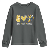 Funny Peace Love Banana Youth Sweatshirt Cute Banana Peace Sign Heart - Wonder Print Shop