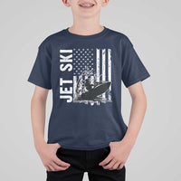 Jet Ski Lover T Shirt For Kid Vintage Ski Rider American Flag Water Sport - Wonder Print Shop
