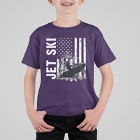 Jet Ski Lover T Shirt For Kid Vintage Ski Rider American Flag Water Sport - Wonder Print Shop