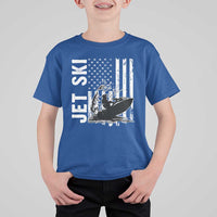 Jet Ski Lover T Shirt For Kid Vintage Ski Rider American Flag Water Sport - Wonder Print Shop