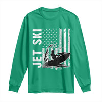 Jet Ski Lover Long Sleeve Shirt Vintage Ski Rider American Flag Water Sport - Wonder Print Shop