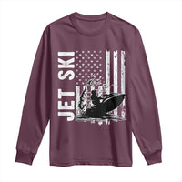 Jet Ski Lover Long Sleeve Shirt Vintage Ski Rider American Flag Water Sport - Wonder Print Shop