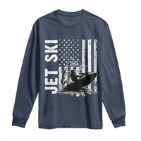 Jet Ski Lover Long Sleeve Shirt Vintage Ski Rider American Flag Water Sport - Wonder Print Shop
