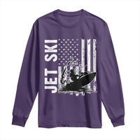 Jet Ski Lover Long Sleeve Shirt Vintage Ski Rider American Flag Water Sport - Wonder Print Shop
