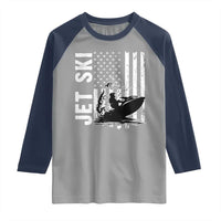 Jet Ski Lover Raglan Shirt Vintage Ski Rider American Flag Water Sport - Wonder Print Shop