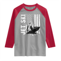 Jet Ski Lover Raglan Shirt Vintage Ski Rider American Flag Water Sport - Wonder Print Shop