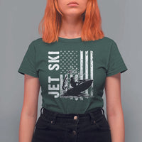 Jet Ski Lover T Shirt For Women Vintage Ski Rider American Flag Water Sport - Wonder Print Shop