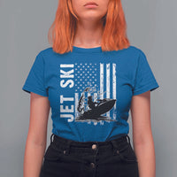 Jet Ski Lover T Shirt For Women Vintage Ski Rider American Flag Water Sport - Wonder Print Shop