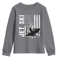 Jet Ski Lover Youth Sweatshirt Vintage Ski Rider American Flag Water Sport - Wonder Print Shop