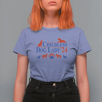 Childless Dog Lady '24 T Shirt For Women Patriotic 2024 Election Vote Paw - Wonder Print Shop