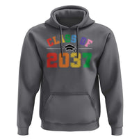 Class Of 2037 Hoodie Grow With Me First Day of School Graduation Mortarboard - Wonder Print Shop