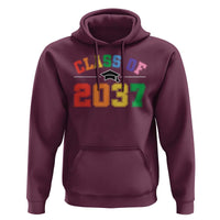 Class Of 2037 Hoodie Grow With Me First Day of School Graduation Mortarboard - Wonder Print Shop