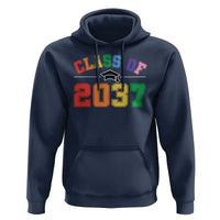 Class Of 2037 Hoodie Grow With Me First Day of School Graduation Mortarboard - Wonder Print Shop