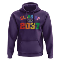 Class Of 2037 Hoodie Grow With Me First Day of School Graduation Mortarboard - Wonder Print Shop