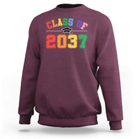 Class Of 2037 Sweatshirt Grow With Me First Day of School Graduation Mortarboard - Wonder Print Shop