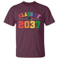 Class Of 2037 T Shirt Grow With Me First Day of School Graduation Mortarboard - Wonder Print Shop