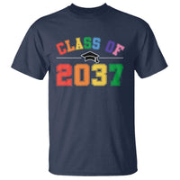 Class Of 2037 T Shirt Grow With Me First Day of School Graduation Mortarboard - Wonder Print Shop
