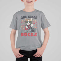 Funny 2nd Grade Rocks T Shirt For Kid Cat Heavy Metal Guitarist Thunder Star - Wonder Print Shop