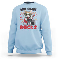 Funny 2nd Grade Rocks Sweatshirt Cat Heavy Metal Guitarist Thunder Star - Wonder Print Shop