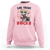 Funny 2nd Grade Rocks Sweatshirt Cat Heavy Metal Guitarist Thunder Star - Wonder Print Shop