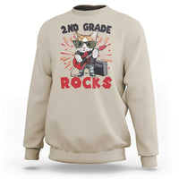 Funny 2nd Grade Rocks Sweatshirt Cat Heavy Metal Guitarist Thunder Star - Wonder Print Shop