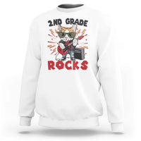 Funny 2nd Grade Rocks Sweatshirt Cat Heavy Metal Guitarist Thunder Star - Wonder Print Shop