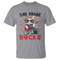 Funny 2nd Grade Rocks T Shirt Cat Heavy Metal Guitarist Thunder Star - Wonder Print Shop