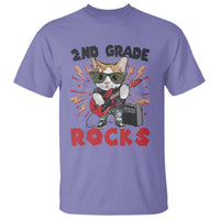 Funny 2nd Grade Rocks T Shirt Cat Heavy Metal Guitarist Thunder Star - Wonder Print Shop