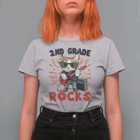 Funny 2nd Grade Rocks T Shirt For Women Cat Heavy Metal Guitarist Thunder Star - Wonder Print Shop