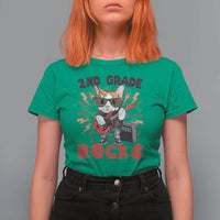 Funny 2nd Grade Rocks T Shirt For Women Cat Heavy Metal Guitarist Thunder Star - Wonder Print Shop