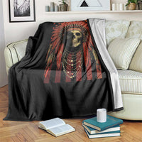 Native American Indian Chief Skull Headdress Vintage USA Flag Throw Blanket - Wonder Print Shop