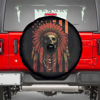 Native American Indian Chief Skull Headdress Vintage USA Flag Spare Tire Cover - Wonder Print Shop