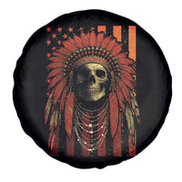 Native American Indian Chief Skull Headdress Vintage USA Flag Spare Tire Cover - Wonder Print Shop