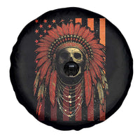 Native American Indian Chief Skull Headdress Vintage USA Flag Spare Tire Cover - Wonder Print Shop