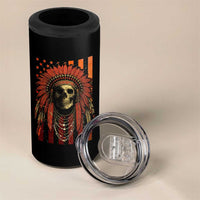 Native American Indian Chief Skull Headdress Vintage USA Flag 4 in 1 Can Cooler Tumbler - Wonder Print Shop