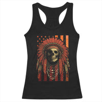 Native American Indian Chief Skull Headdress Vintage USA Flag Racerback Tank Top - Wonder Print Shop