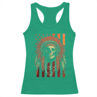 Native American Indian Chief Skull Headdress Vintage USA Flag Racerback Tank Top - Wonder Print Shop
