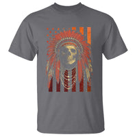 Native American Indian Chief Skull Headdress Vintage USA Flag T Shirt - Wonder Print Shop