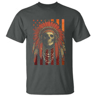 Native American Indian Chief Skull Headdress Vintage USA Flag T Shirt - Wonder Print Shop