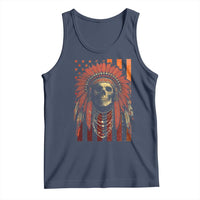Native American Indian Chief Skull Headdress Vintage USA Flag Tank Top - Wonder Print Shop