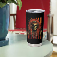 Native American Indian Chief Skull Headdress Vintage USA Flag Tumbler Cup - Wonder Print Shop