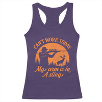 Cant Work Today My Arm Is In A Sling Racerback Tank Top Funny Deer Hunting - Wonder Print Shop