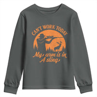 Cant Work Today My Arm Is In A Sling Youth Sweatshirt Funny Deer Hunting - Wonder Print Shop