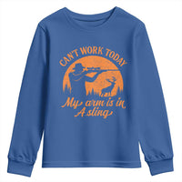 Cant Work Today My Arm Is In A Sling Youth Sweatshirt Funny Deer Hunting - Wonder Print Shop