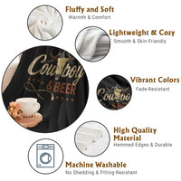 Funny Cowboy And Beer Throw Blanket Western Country Music Longhorn Skull - Wonder Print Shop