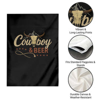 Funny Cowboy And Beer Garden Flag Western Country Music Longhorn Skull - Wonder Print Shop