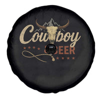 Funny Cowboy And Beer Spare Tire Cover Western Country Music Longhorn Skull - Wonder Print Shop